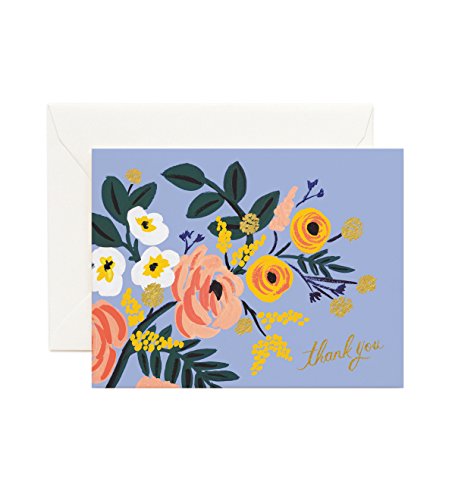 Robin Floral Thank You Note Cards by Rifle Paper Co. -- Set of 8 Cards and Envelopes