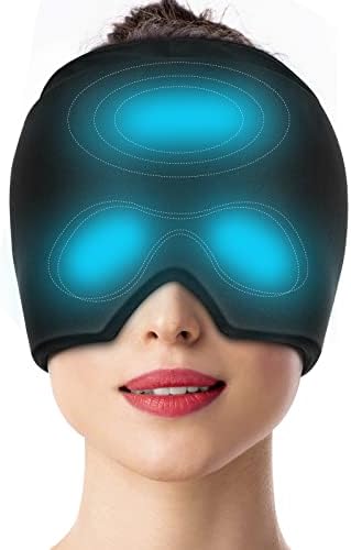 Tolaccea Gel Ice Headache/Migraine Relief Hat, Hot & Cold Therapy Migraine Relief Cap, Cold Compress Headache Relief Cap for Tension, Puffy Eyes, Sinus & Stress