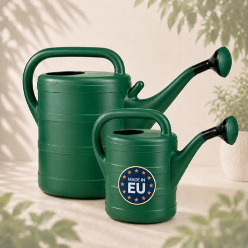 Gießkanne 2X 10L Dunkelgrün Kunststoff Giesskanne mit abnehmbaren Brausekopf Garten-Gießkanne für Balkon & Pflanzen Made in EU & HLKauf-Block