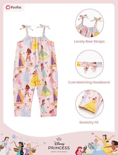 Image of Disney Frozen Elsa Princess Minnie Stitch Marie Girls Romper with Bow Tie Strap and Headband Cute Jumpsuit for Baby & Toddler