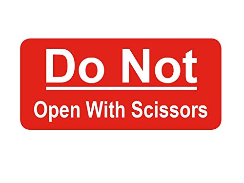 Do Not Open with Scissors - Small Packing Sticky Labels/Stickers (10000 Labels on a Roll)