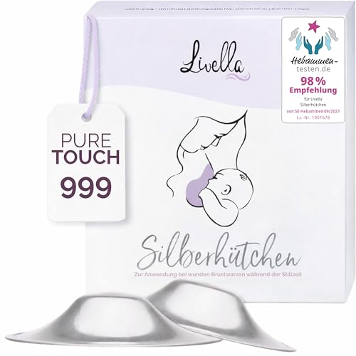 Livella | Silberhütchen Stillen - Made in Germany - für beanspruchten Brustbereich - schafft feuchtes Hautmilieu - Stillhütchen im Wochenbett & Stillzeit nach der Schwangerschaft
