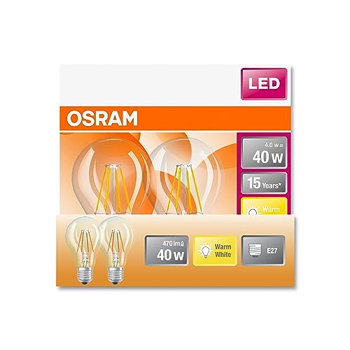 OSRAM Led Star Classic A40 Led Lamp for E27 Socket, Pear Shape, Fil, 470 Lumens, Warm White (2700K)