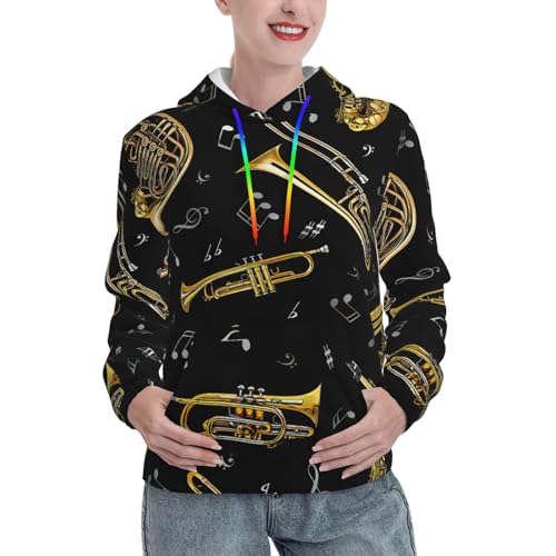 Sweat à capuche instruments musique femme pour silhouette ajustée