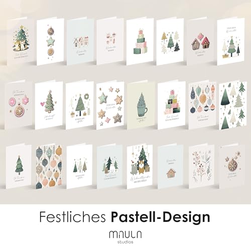 Milula Studios 30 Weihnachtskarten Mit Umschlag - Adventskarten A6 - Karten Weihnachten Set - Christmas Cards - Weihnachtskarte Set Postkarten - Weihnachten Karten Set Für Weihnachten - Set