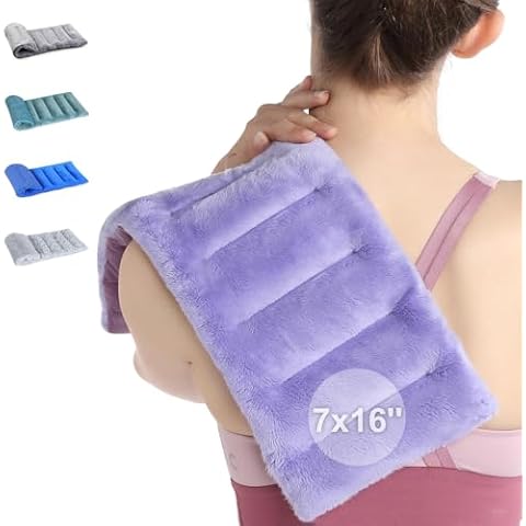 SuzziPad Microwave Heating Pad for Pain Relief, 7x16 Microwavable Heating Pads for Cramps, Muscle Ache, Joints, Neck Shoulder, Bean Bag Moist Heat Pack, Warm Compress, Purple Cover
