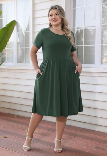 Image of Nemidor Women Plus Size Casual Dress Midi Flt Flare Pocket