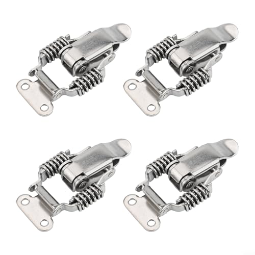 Gdfnmogo Loquet à ressort en acier inoxydable, loquet à bascule à double ressort pour un verrouillage sûr, matériel résistant à la rouille pour boîtes à outils et boîtes de rangement (S)