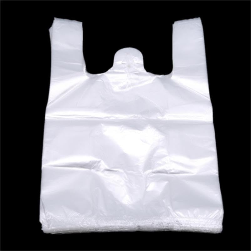 2000 Sacs Bretelles blancs 26+12x45 cm en plastique 13 microns