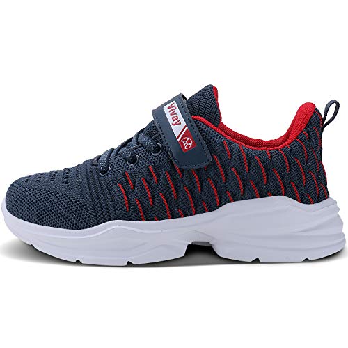 Vivay Kids Tennis Shoes Casual Walking Sneakers Lightweight Breathable Athletic Running Shoes For Boys And Girls For Little Kid(1-Grey&Green,Size 13 Little Kid) #TOP1
