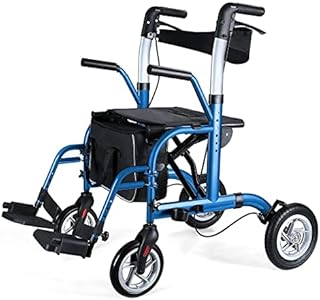 Healconnex 2 in 1 Rollator Walker for Seniors-Medical Walker with Seat,Folding Transport Wheelchair Rollator with 10