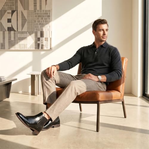 Image of Jousen Mens Chelsea Boots Leather Slip On Dress Boots