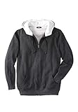 KingSize Men's Big & Tall Sherpa-Lined Fleece Zip Hoodie - Big - 8XL, Heather Charcoal Black Fleece Jacket