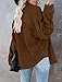ZOLUCKY Womens Long Sleeve Corduroy Shirt Casual Button Down Shirts Oversized Cream Shacket Jacket, Brown Medium