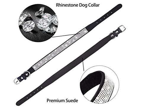 Hundehalsband für mittelgroße Hunde, schwarze Strasssteine, glitzernd, niedlich, glitzernd, Schmuck, Katzenhalsband für XS, S, M, L, Mädchen, Prinzessin, Haustiere, Welpen, Kätzchen