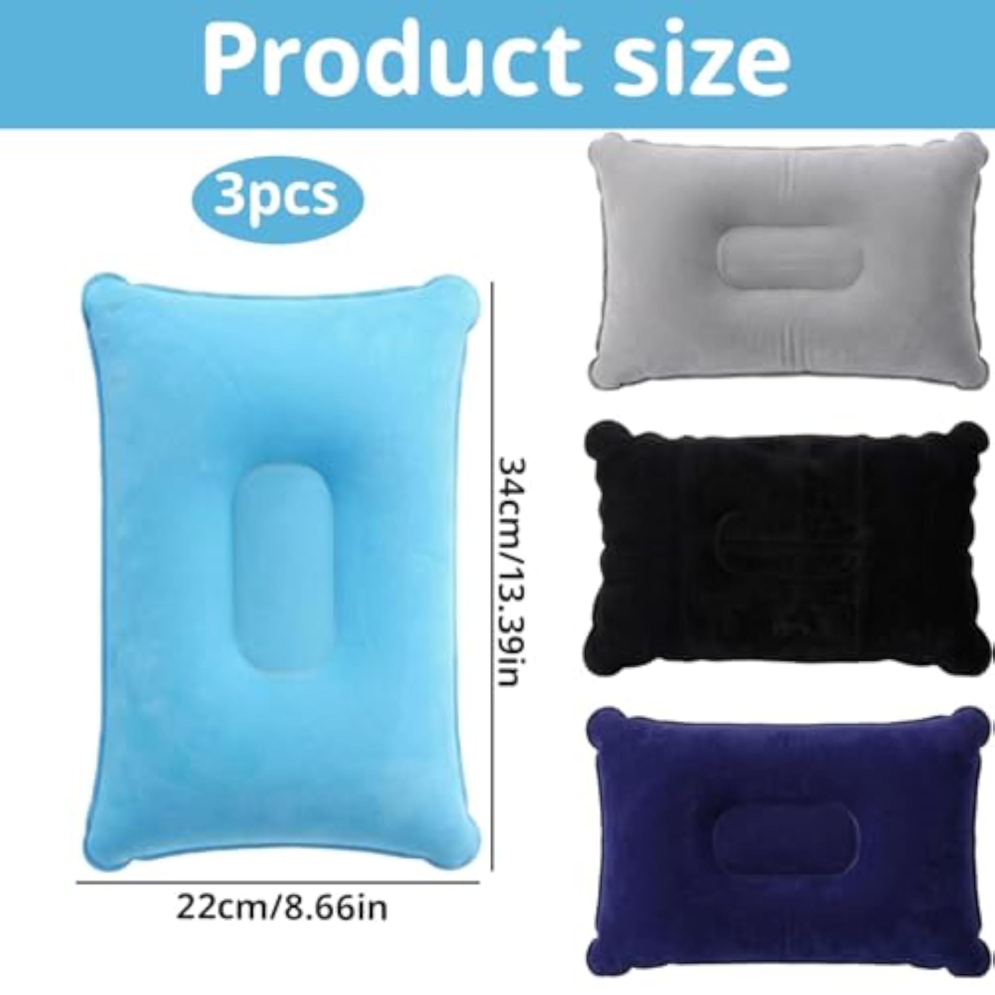 4 PCS Inflatable Travel Pillows, Compact Blow Up Pillow Set