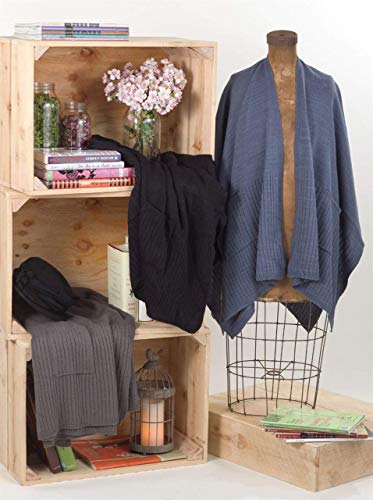 Taleen Knitted Poncho Cape Shawl Wrap with Pockets, 3 Colors (black), 43"X55"3