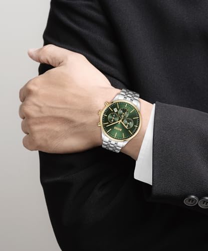 Boss Orologio Con Cronografo Al Quarzo Da Uomo Collezione Avery Con Cinturino In Acciaio Inossidabile Argentato, 1514159, Green - 4