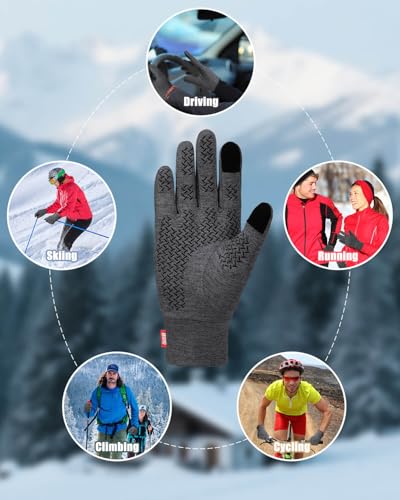 Image of Aegend Lightweight Winter Gloves for Men Women, Warm Running Gloves Touchscreen Thermal Glove Liners for Cold Weather Driving, Cycling & Hiking, Non-Slip, Elastic Cuff, Stretchy, Durable