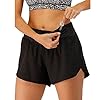 Pantaloncini da Corsa Donna,Pantaloncini Sportivi Estivi 2 in 1 Shorts Donna Sportivi a Vita Alta Pantaloni Corti Donna per Corsa Yoga Fitness con Tasche con Cerniera Interna Nero L #3