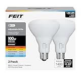 Feit Electric BR30 LED Light Bulb, 100W Equivalent, Dimmable, 5CCT, E26 Medium Base, 90 CRI, 1400 Lumens, Adjustable White, 13 Years Lifetime, 2 Pack, BR30100DM5CCTCA15K/2