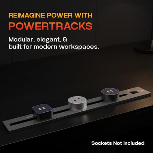 Image of Adjustable Plug-in Power Track | Electrical Movable Sliding Power Track | Surface Mounted Extension for Home, Office, Multiple Tabletop Outlets 1 Year Warranty (Grey, 80cm, Surface Mounted)