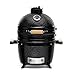 Kamado BONO BBQ Minimo - Keramikgrill Kamado mit 8 Extras - Ø 40cm BBQ Grill mit Zubehör - Schwarzes Smoker Grill, Balkongrill auch auf der Terrasse oder im Garten