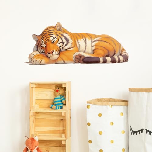 Vinilo decorativo Tigre durmiendo para pared de 60x30 cm miniatura 2