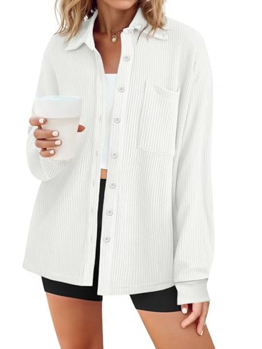 Tankaneo Womens Waffle Knit Button Down Shirts...