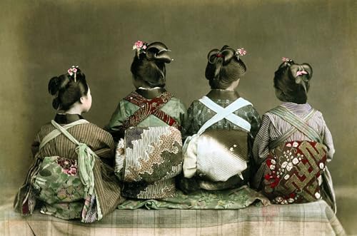Tableau Danseuses de Kusakabe Kimbei peinture paysage pour une déco salon zen
