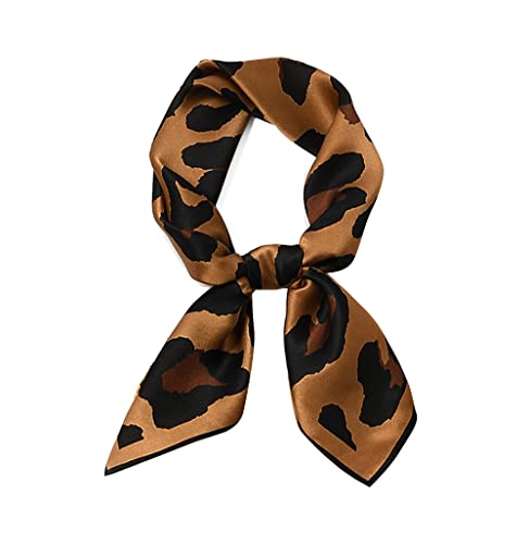 MEISEE 100% Pure Mulberry Silk Scarf 26''x26(in) Square Scarf Head Scarf Neck scarf Headscarf for Women with Gift Packed (Brown Leopard-2)
