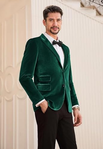 Mens Velvet Blazer Two Button Slim Fit Suit Blazer Jacket Sports Coats for Men Jacket for Wedding Prom Dinner Party4