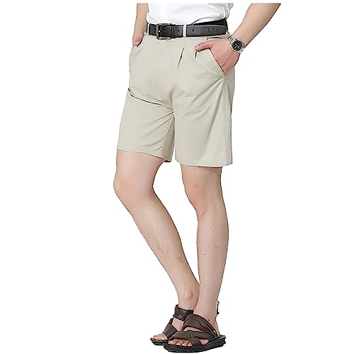 UNINUKOO Mens Shorts Casual Pleated Front 7 Inch Cotton Golf Classic Work Dress Shorts for Men3