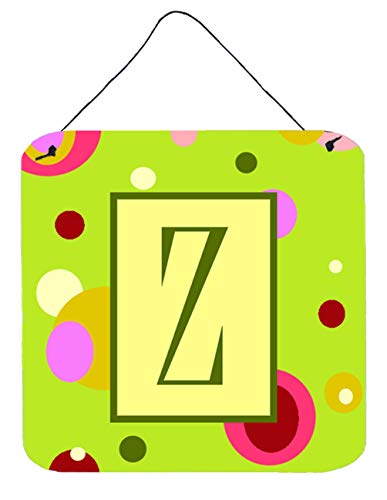 Caroline's Treasures CJ1010-ZDS66 Letter Z Monogram - Lime Green Wall or Door Hanging Prints Aluminum Metal Sign Kitchen Wall Bar Bathroom Plaque Home Decor, 6x6, Multicolor