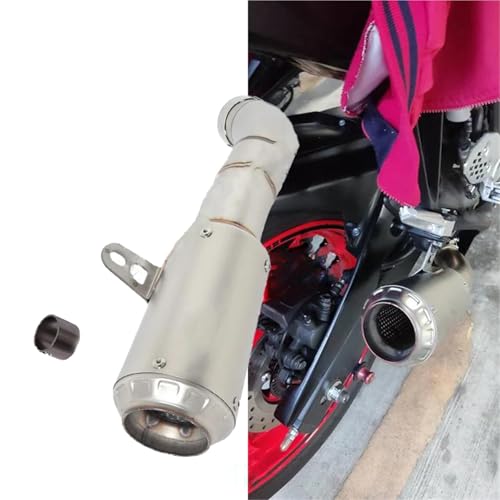 Motorrad-Auspuff Auspuffanlage Mit Mittelrohr Für Yamaha YZF-R3, R3, R25, MT-03, MT03, R30 Und MT-25(Silver)