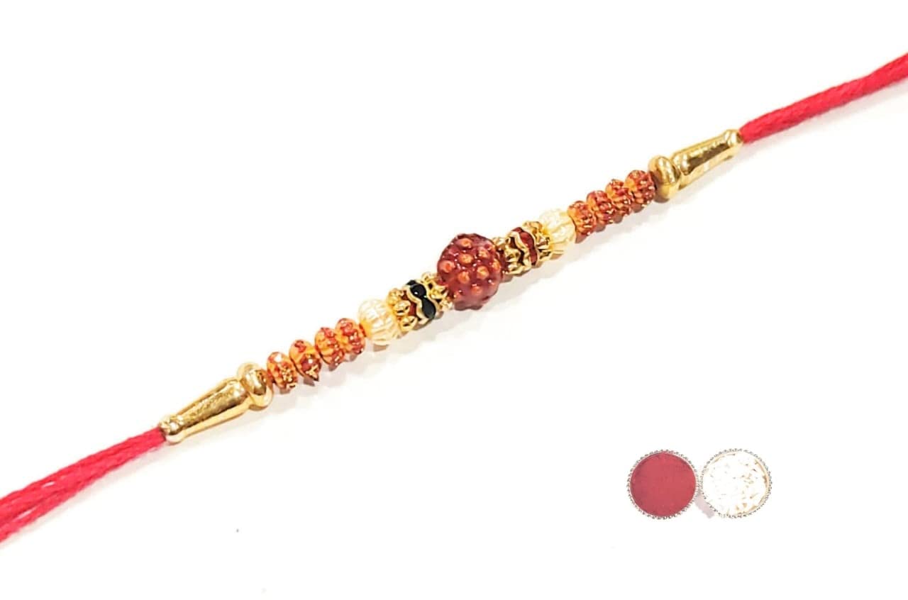 PRAHLL Designer Fancy Traditional Rudraksha Rakhi with Roli Tilak for Bro/Brother/Bhaiya/Bhai for Rakshabandan (Pack of 1) (B0B63W3KL1) Amazon Price History, Amazon Price Tracker
