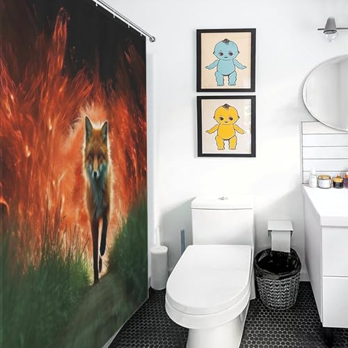 Rideau de douche imperméable en polyester renard 122x183cm avec 12 crochets