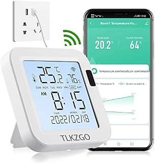 WIFI Room Thermometer Hygrometer Sensor, Temperature Humidity Monitor with Smart Alert 2 Years Free Data Storage Large Back-light Screen, Works with Alexa/Google for Baby Home Garage Greenhouse