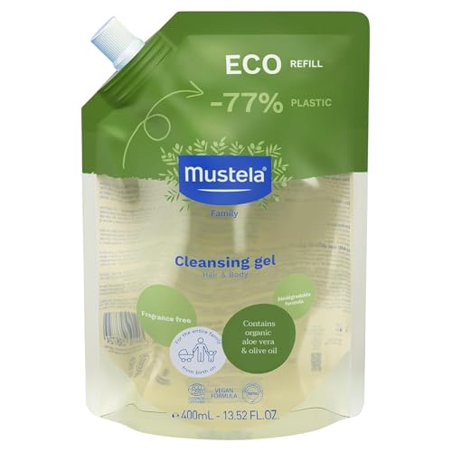 Image of Mustela Certified Organic Cleansing Gel - Natural Hair & Body Wash with Olive Oil & Aloe Vera - For Baby, Kid & Adult - Fragrance Free, Tear Free, Vegan & Biodegradable - 13.52 fl. oz.