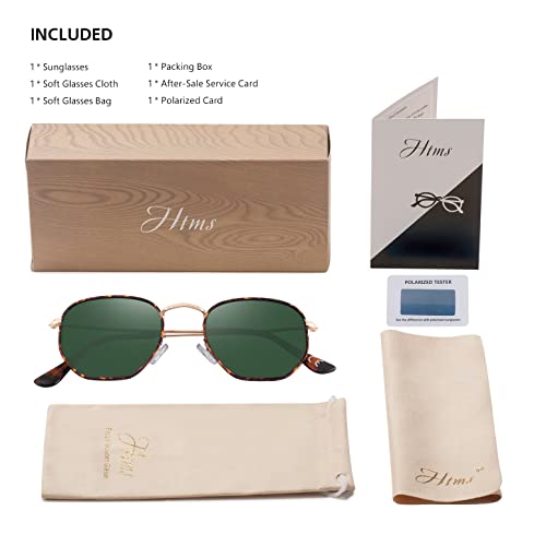 Image of Hipster Hexagonal Polarized Sunglasses Men Women Geometric Square Small Vintage Metal Frame Retro Shade Glasses