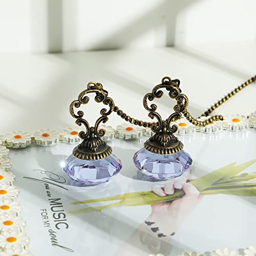 Image of 2pcs Purple Crystal Fan Pull Diamond Drop Vintage Ceiling Pull Chain Extender with Connector