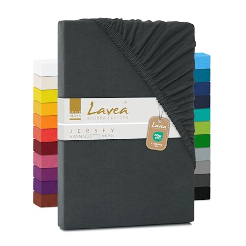 Lavea® Jersey Spannbettlaken, Spannbetttuch, Serie Maya, 100% Baumwolle,...