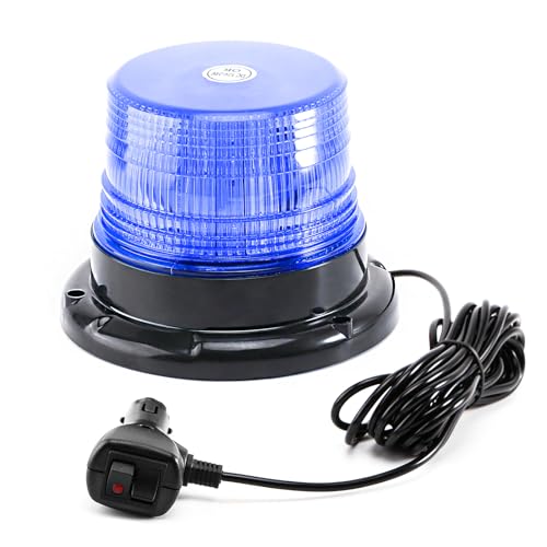 Image of Blue LED Beacon Lights 12-24V Warning Safety Flashing Emergency Roadside Strobe Mini Light Bar with Magnetic Base for Snow Plow Truck Construction Vehicles Forklift Tractor Golf Carts 1-Pcs
