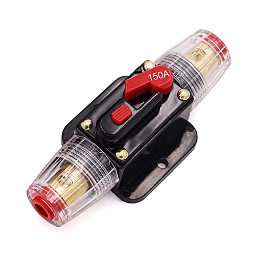 VUIUYOIES Portafusibles de audio de autorecuperación del disyuntor del automóvil con reinicio manual Barco RV, 150A Cover