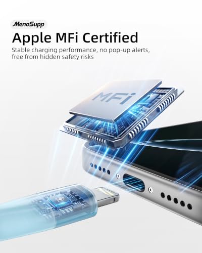 3-Pack 10' MenoSupp MFi Certified Lightning Cable (Pink, Green and Blue) - image 4