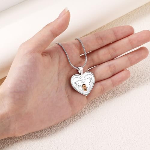 INBLUE Personalized Photo Memorial Necklace for Women Engraved Picture/Text 925 Sterling Silver Necklace Custom Rectangle/Heart Memory Necklaces with Picture Inside for Loss Loved Ones4