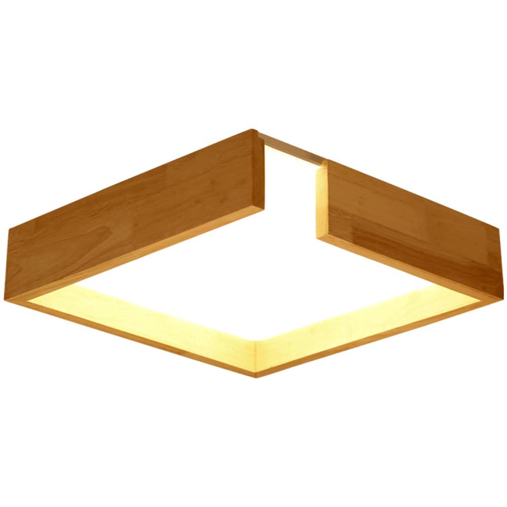 Lustre plafonnier carré en bois 6000K pour éclairage moderne de chambre