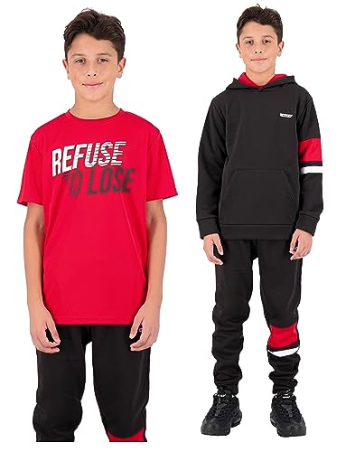 Hind 3 Piece Boys Jogger Set and Tee Shirt - Fleece Hoodies Sweatpants and T-Shirts for Boys