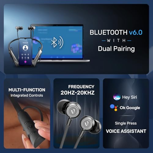 Image of Voods V Collar Ultra Voice Changer & Active Plus Neckband Combo, 130H Standby Time, Magnetic On /Off Buds with Vibration Alert, Dual Pairing, Fast Charging, IPX6 (Red & Black)