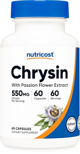 Nutricost Chrysin Supplement (550mg) 60 Capsules - with Passion Flower Extract Vegan GMO-Free Gluten-Free
